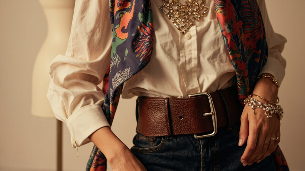 Comment accessoiriser une tenue basique avec ceintures, foulards et bijoux