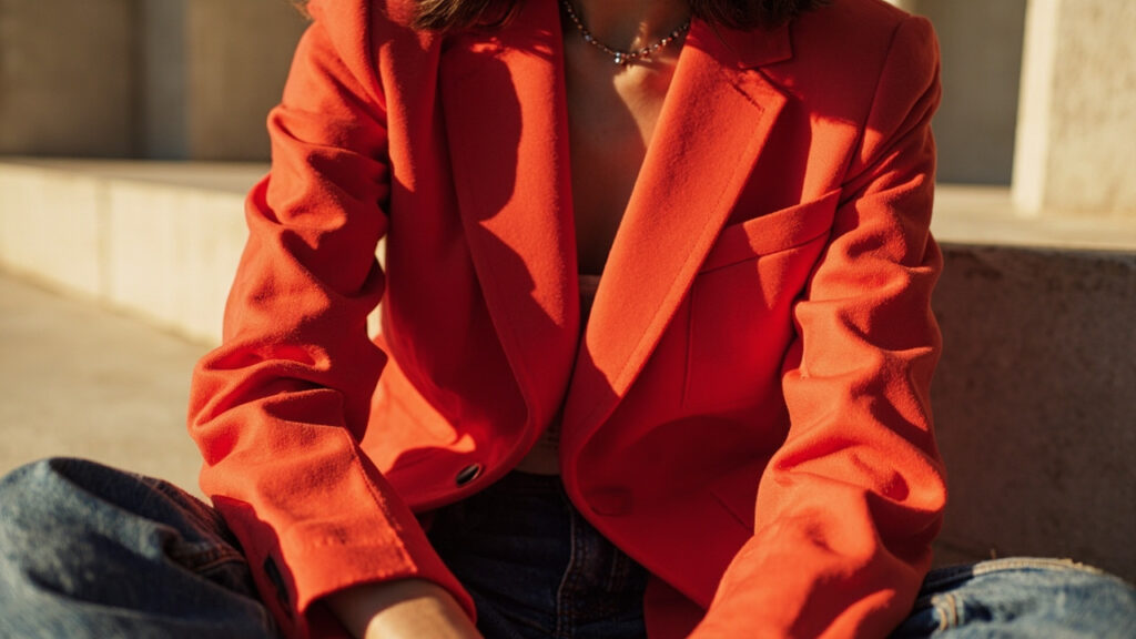 Tendances mode avril 2026 : veston léger, rouge vif et denim